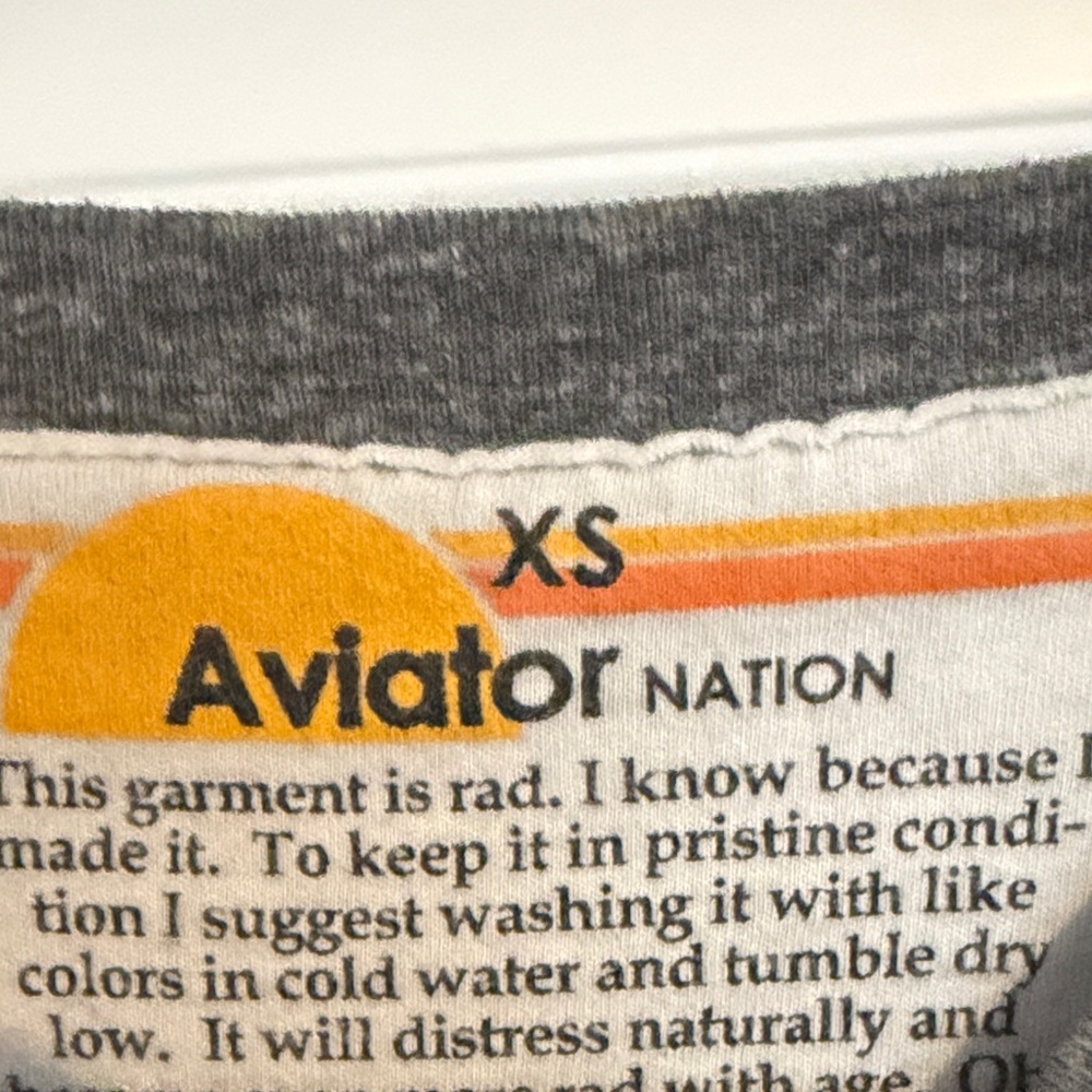 Aviator Nation Heather Gray Short-Sleeve Crew Tee with Small Rainbow Chest Logo - Picture 2 of 2